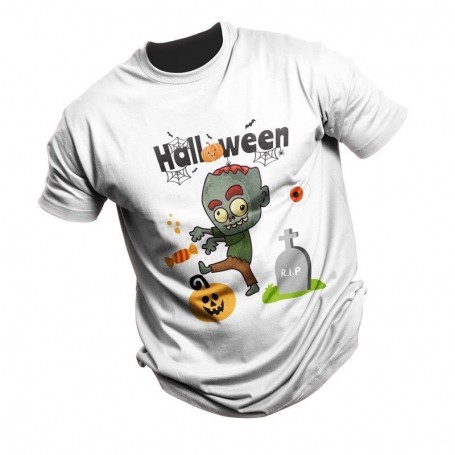 Camiseta de Zombie Halloween personalizada algodón de máxima calidad Para Hombre Colores Blanco Talla