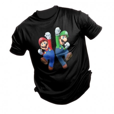 Camiseta de Mario y Luigi personalizada 100% de máxima calidad Para Hombre Colores Comuvarte Negro Talla S